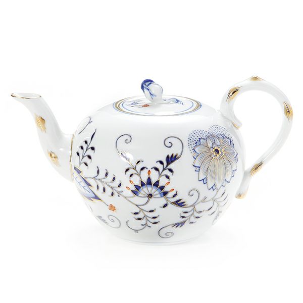 マイセン（Meissen） ブルーオニオン レッド＆ゴールド 800117／00726 ティーポット 1L／1000ml／17cm