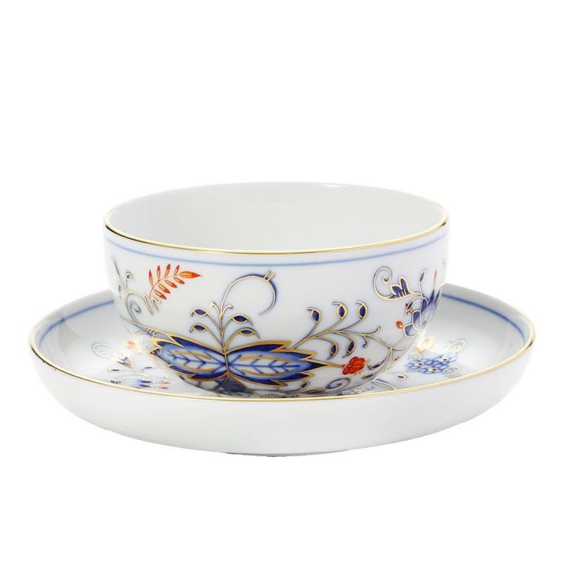 マイセン（Meissen） ブルーオニオン レッド＆ゴールド 800117／24634 湯のみ（ソーサー付）