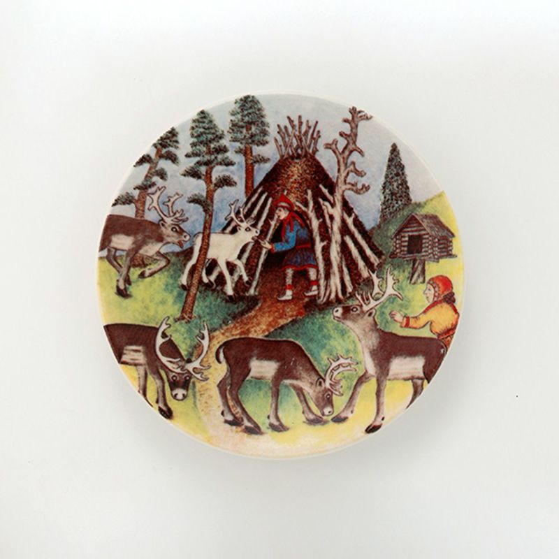 【1点限り】北欧ヴィンテージ アラビア（ARABIA） アンドレアス・アラリスト／A. Alariesto 記念プレート 1982 夏のトナカイ