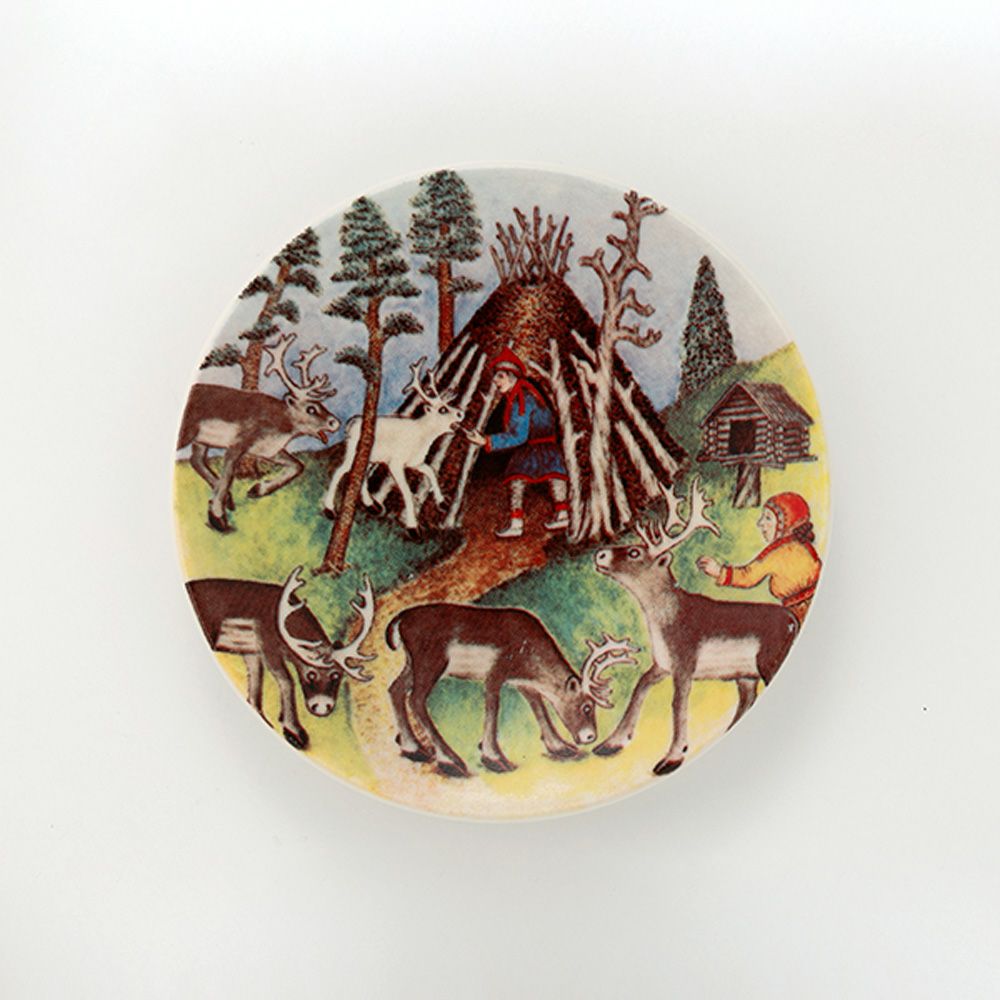 【1点限り】北欧ヴィンテージ アラビア（ARABIA） アンドレアス・アラリスト／A. Alariesto 記念プレート 1982 夏のトナカイ