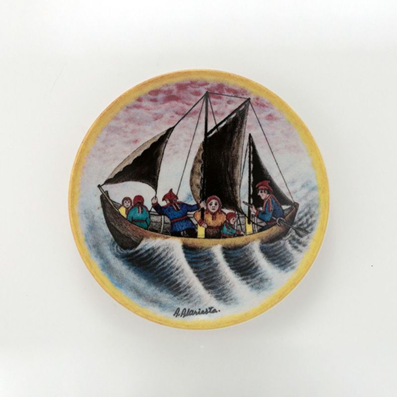 【1点限り】北欧ヴィンテージ アラビア（ARABIA） アンドレアス・アラリスト／A. Alariesto 記念プレート 1986 航海