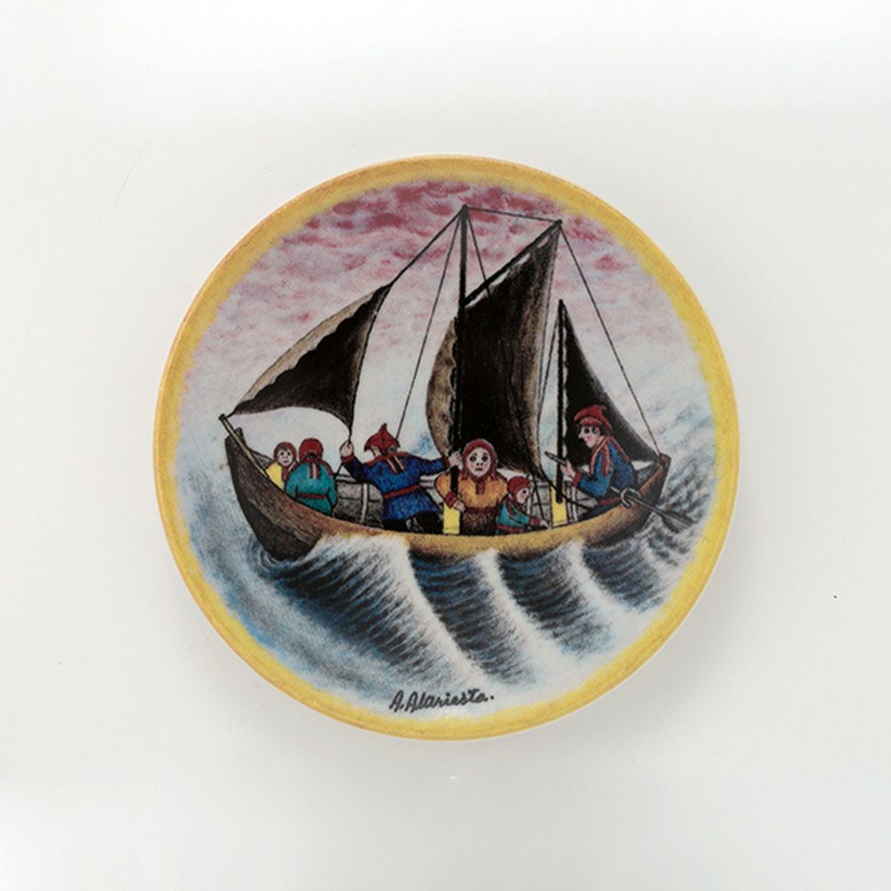【1点限り】北欧ヴィンテージ アラビア（ARABIA） アンドレアス・アラリスト／A. Alariesto 記念プレート 1986 航海