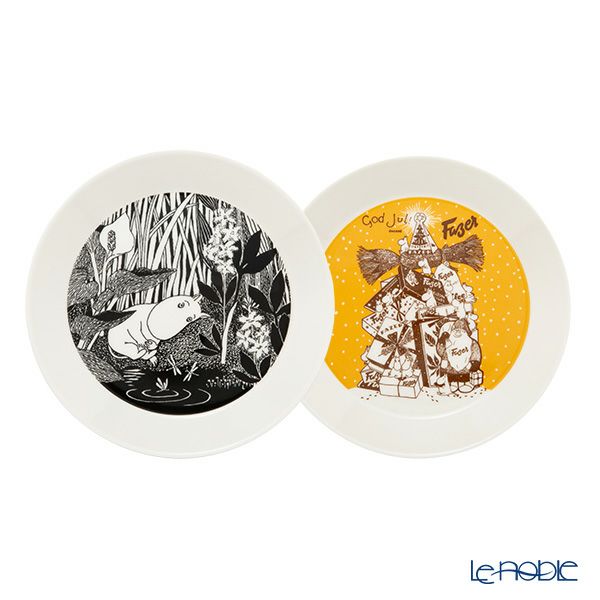 【1点限り】北欧ヴィンテージ アラビア（ARABIA）ムーミンコレクターズ プレート 19cm 2pcsセット 2014年 Fazer and Moomintroll dreaming 01