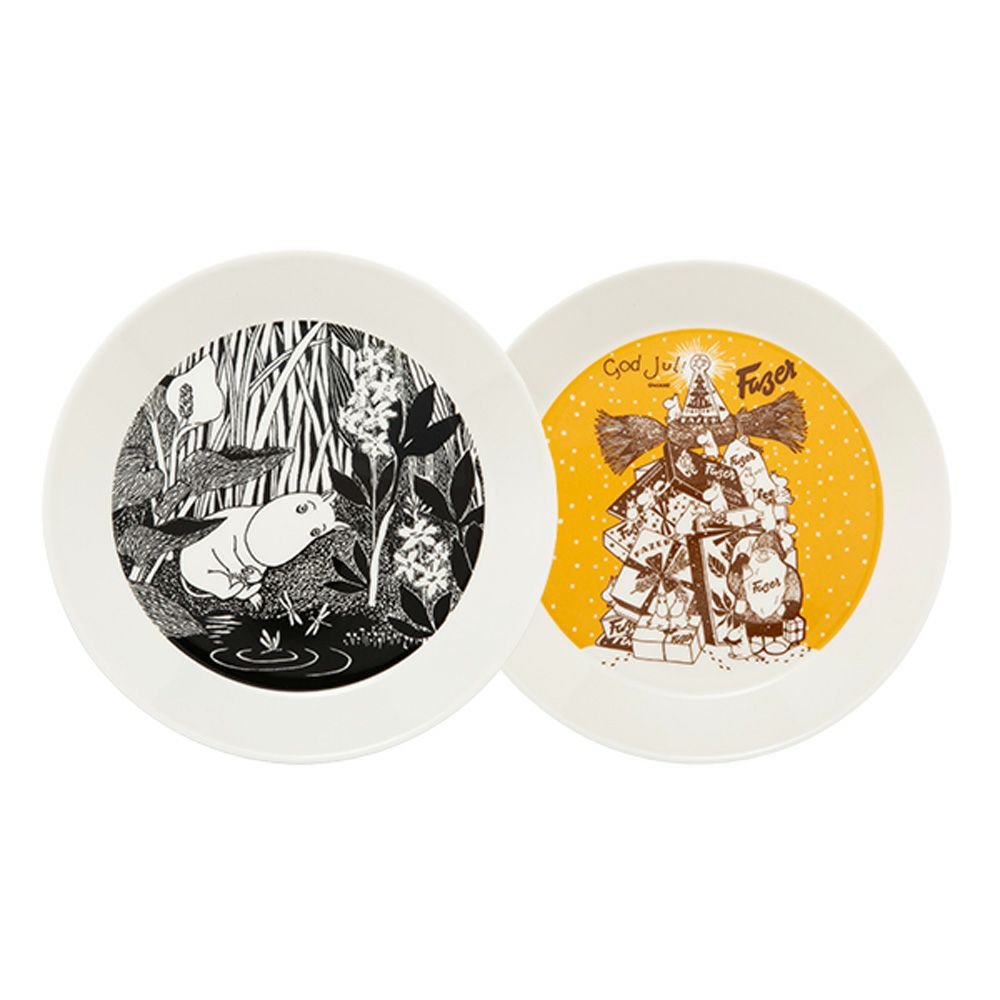 【1点限り】北欧ヴィンテージ アラビア（ARABIA）ムーミンコレクターズ プレート 19cm 2pcsセット 2014年 Fazer and Moomintroll dreaming 01