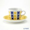 【1点限り】北欧ヴィンテージ アラビア（ARABIA）ステンシルシリーズ コーヒーカップ＆ソーサー ブルー×イエロー