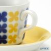 【1点限り】北欧ヴィンテージ アラビア（ARABIA）ステンシルシリーズ コーヒーカップ＆ソーサー ブルー×イエロー