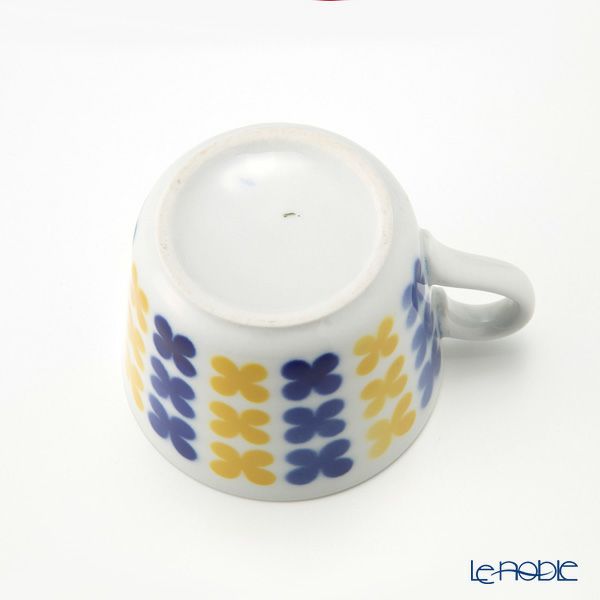 【1点限り】北欧ヴィンテージ アラビア（ARABIA）ステンシルシリーズ コーヒーカップ＆ソーサー ブルー×イエロー