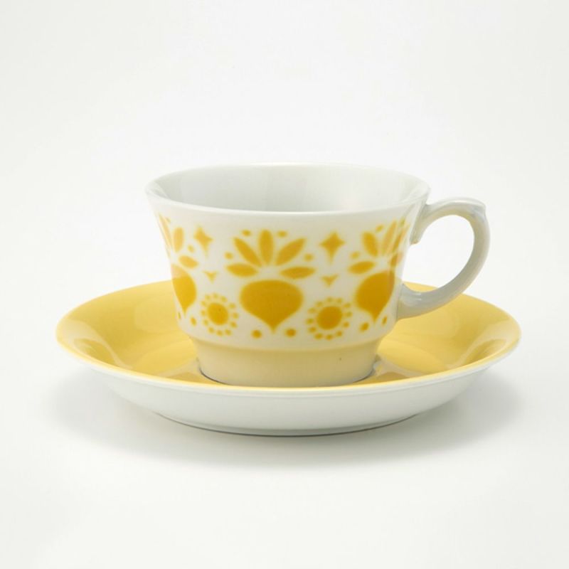 【1点限り】北欧ヴィンテージ アラビア（ARABIA） レティッカ／Retikka ステンシルシリーズ コーヒーカップ＆ソーサー 01