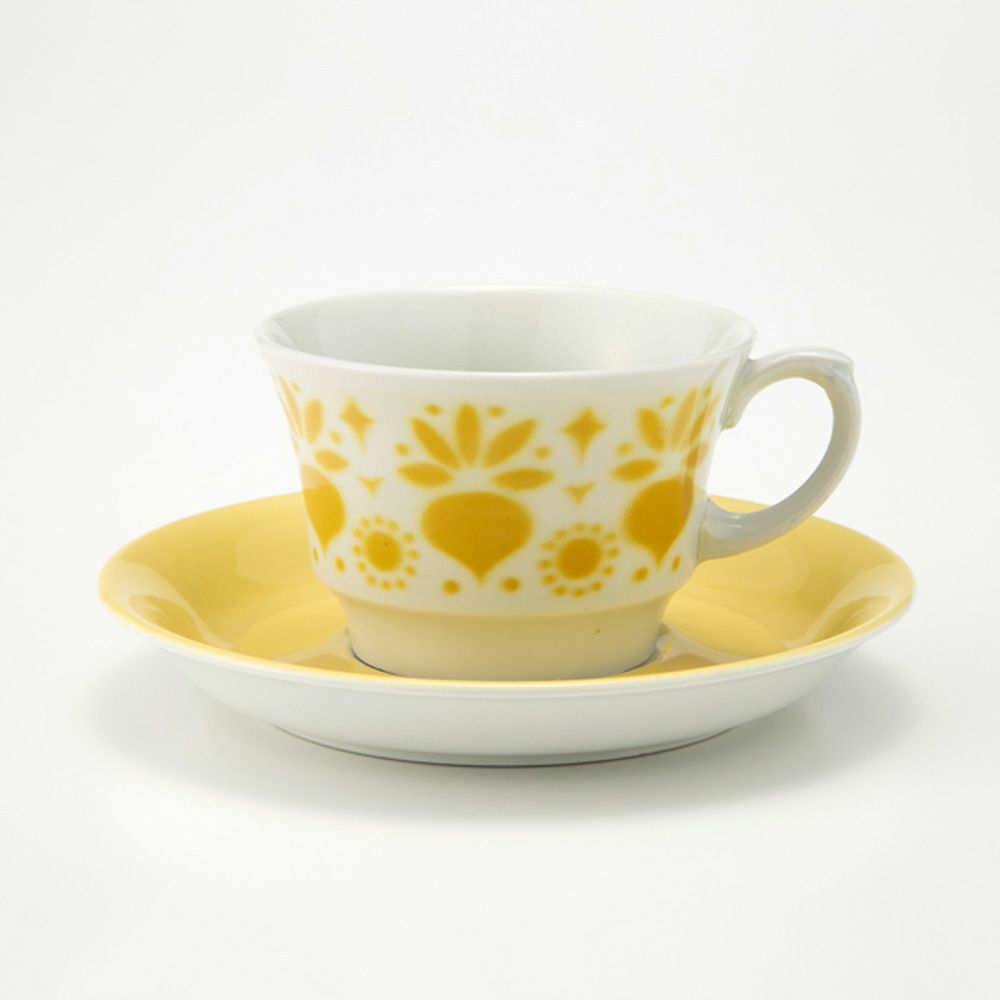 【1点限り】北欧ヴィンテージ アラビア（ARABIA） レティッカ／Retikka ステンシルシリーズ コーヒーカップ＆ソーサー 01