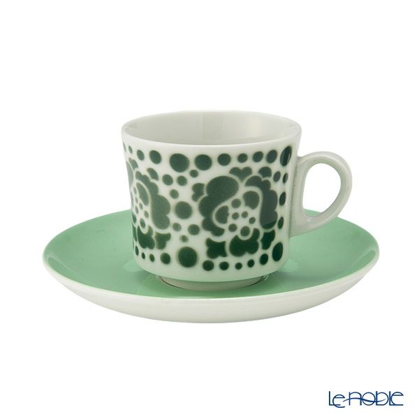 【1点限り】北欧ヴィンテージ アラビア（ARABIA） ポップ／Pop ステンシルシリーズ カップ＆ソーサー グリーン