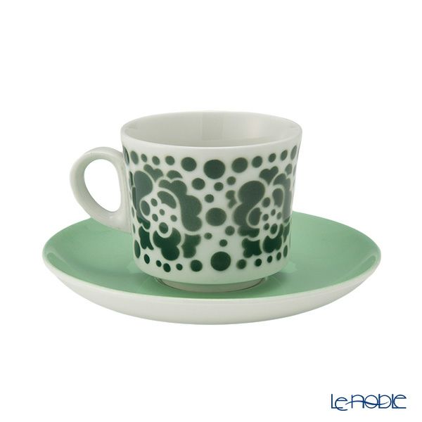 【1点限り】北欧ヴィンテージ アラビア（ARABIA） ポップ／Pop ステンシルシリーズ カップ＆ソーサー グリーン