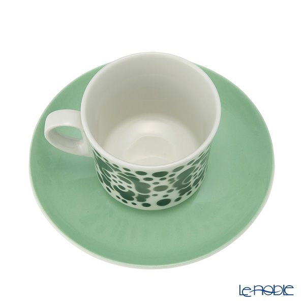 【1点限り】北欧ヴィンテージ アラビア（ARABIA） ポップ／Pop ステンシルシリーズ カップ＆ソーサー グリーン