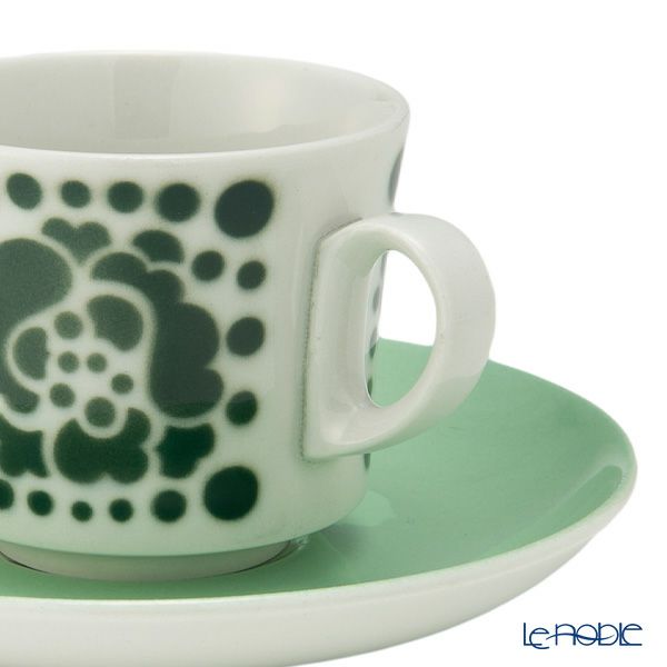 【1点限り】北欧ヴィンテージ アラビア（ARABIA） ポップ／Pop ステンシルシリーズ カップ＆ソーサー グリーン