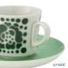【1点限り】北欧ヴィンテージ アラビア（ARABIA） ポップ／Pop ステンシルシリーズ カップ＆ソーサー グリーン
