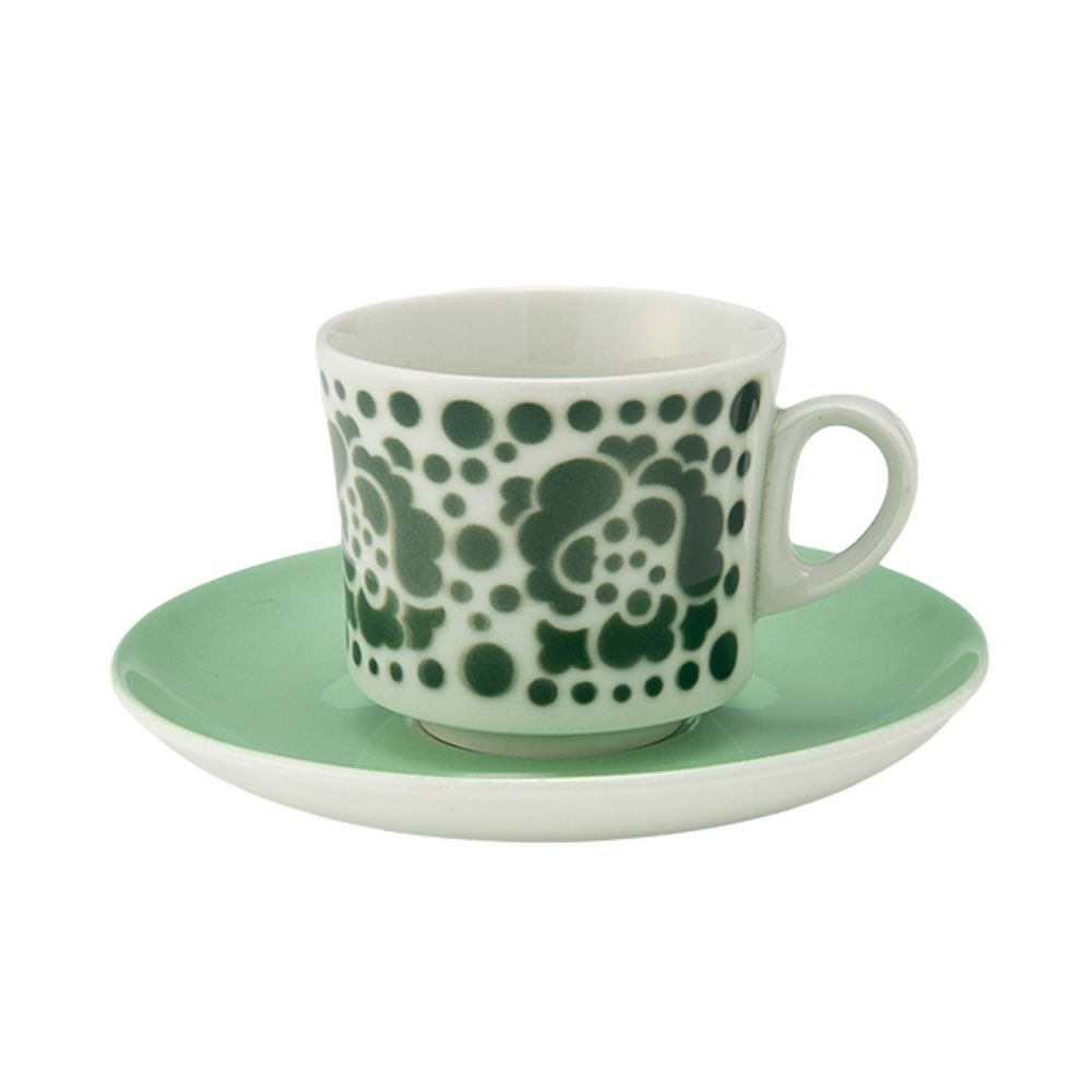 【1点限り】北欧ヴィンテージ アラビア（ARABIA） ポップ／Pop ステンシルシリーズ カップ＆ソーサー グリーン