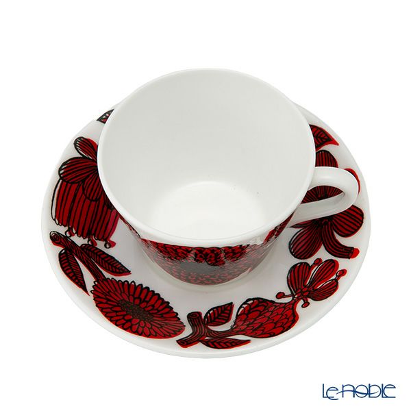 【1点限り】北欧ヴィンテージ グスタフスベリ（GUSTAVSBERG）レッドアスター コーヒーカップ＆ソーサー