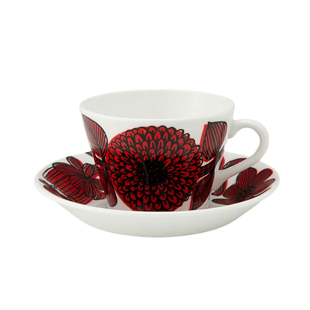 【1点限り】北欧ヴィンテージ グスタフスベリ（GUSTAVSBERG）レッドアスター コーヒーカップ＆ソーサー