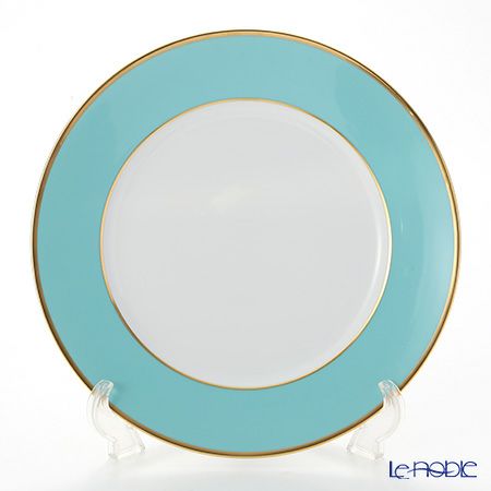 アウガルテン（AUGARTEN） ターコイズ（6825T） ゴールドリム（細） チャージャープレート 28cm（001シューベルトシェイプ）