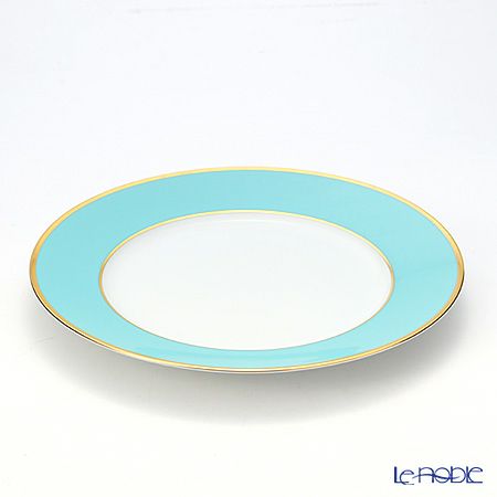 アウガルテン（AUGARTEN） ターコイズ（6825T） ゴールドリム（細） チャージャープレート 28cm（001シューベルトシェイプ）