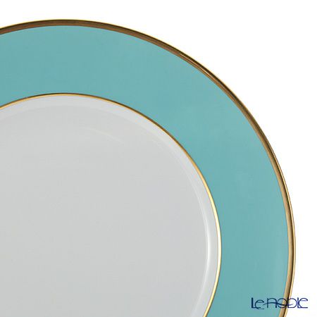アウガルテン（AUGARTEN） ターコイズ（6825T） ゴールドリム（細） チャージャープレート 28cm（001シューベルトシェイプ）