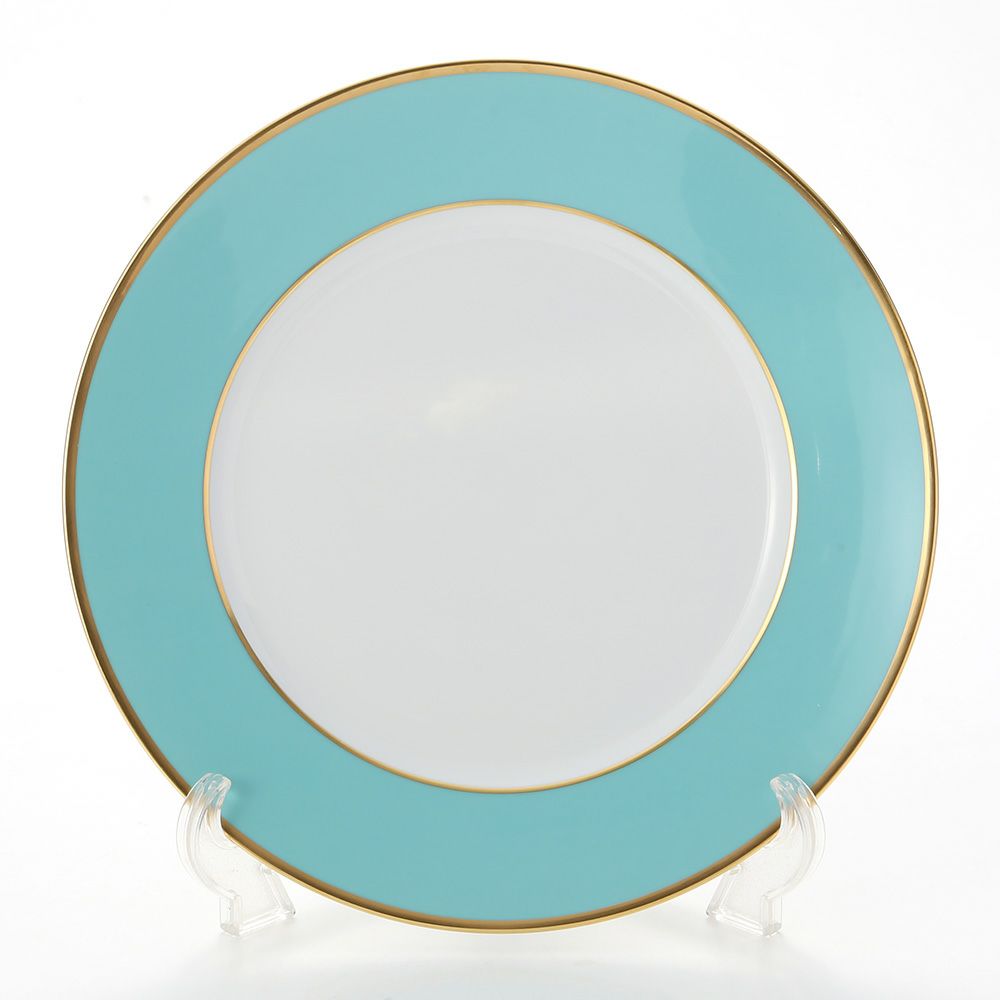 アウガルテン（AUGARTEN） ターコイズ（6825T） ゴールドリム（細） チャージャープレート 28cm（001シューベルトシェイプ）
