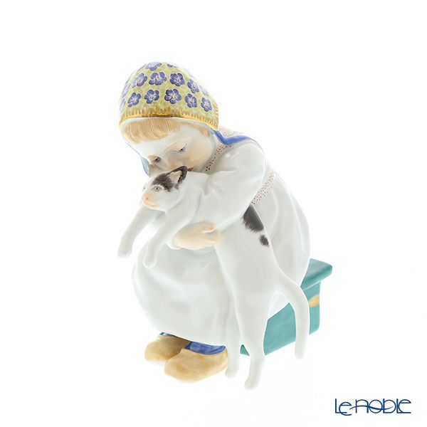 マイセン（Meissen） ヘンチェルの子供シリーズ 900100／73367 ネコを抱く女の子