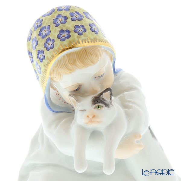 マイセン（Meissen） ヘンチェルの子供シリーズ 900100／73367 ネコを抱く女の子