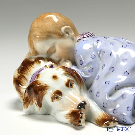 マイセン（Meissen） ヘンチェルの子供シリーズ 900100／73368 眠る子どもと犬
