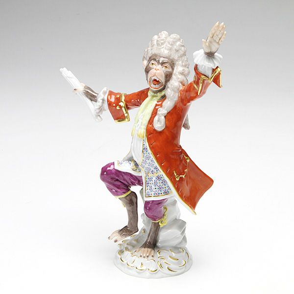 マイセン（Meissen） マイセン人形 猿の楽隊 900300／60001 コンダクター 17.5cm
