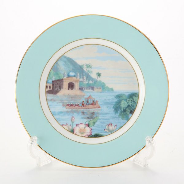 ロイカーカム ブレナム宮殿（インディアンルーム） 22cm ティープレート（ターコイズ）