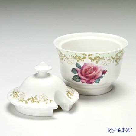 ロイカーカム ビンテージローズ グリーン カバードシュガーボウル 200ml