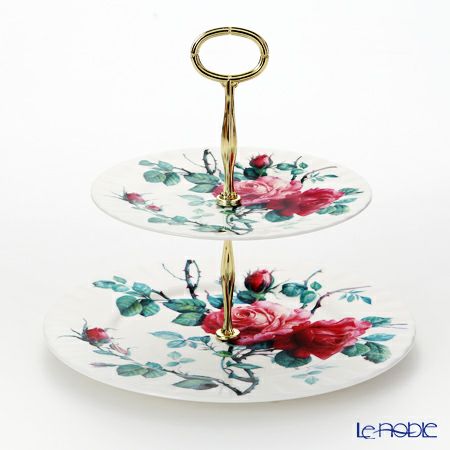 ロイカーカム イングリッシュローズ 2段ケーキスタンド