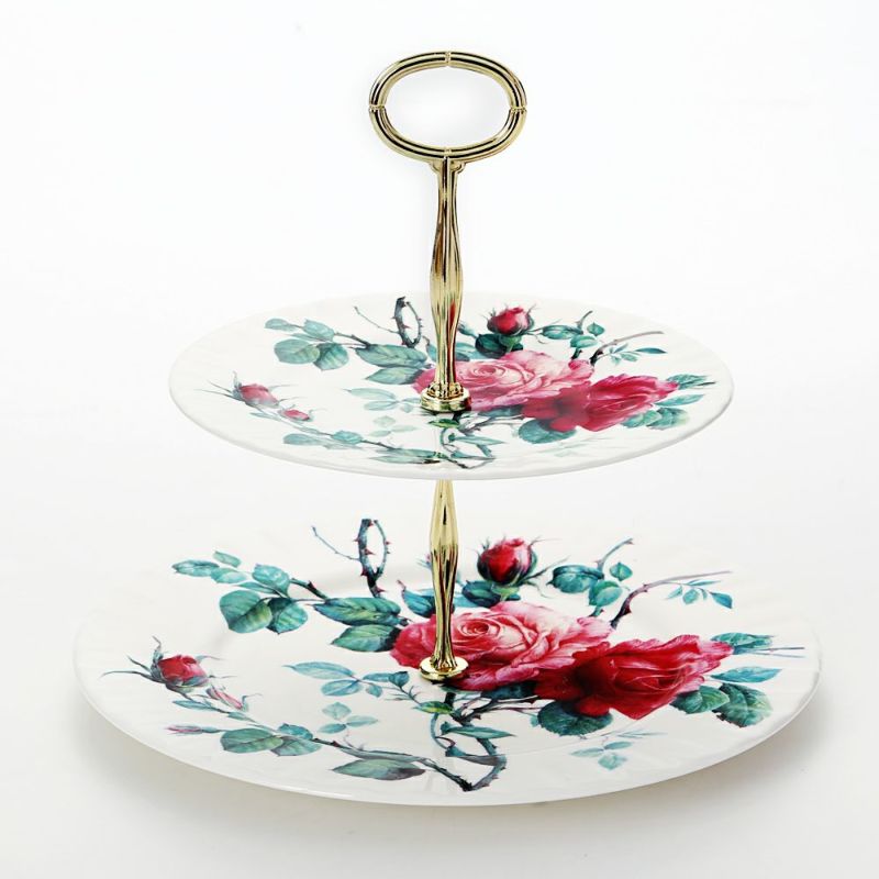 ロイカーカム イングリッシュローズ 2段ケーキスタンド