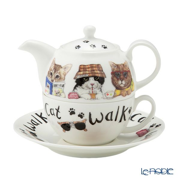 ロイカーカム アニマルファッション キャット ティーカップ＆ソーサー（1人用ポット付）／ティーフォーワン