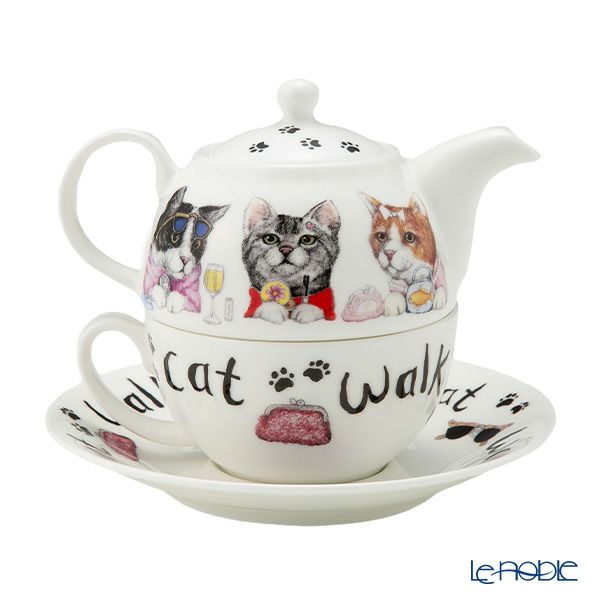 ロイカーカム アニマルファッション キャット ティーカップ＆ソーサー（1人用ポット付）／ティーフォーワン