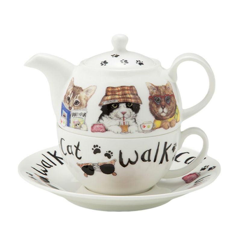 ロイカーカム アニマルファッション キャット ティーカップ＆ソーサー（1人用ポット付）／ティーフォーワン