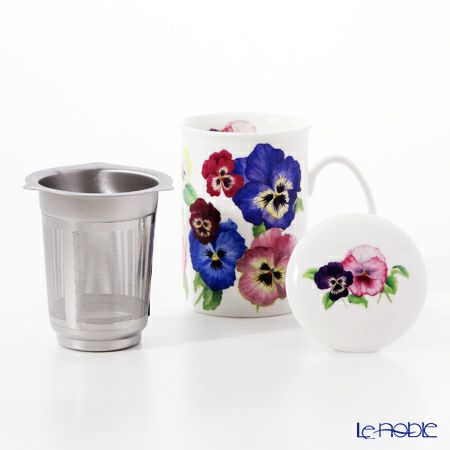 ロイカーカム パンジー ピンク＆ホワイト こし器付ビーカー 320ml