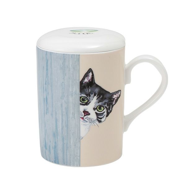 ロイカーカム キャットスルーザドア（サバトラ白） こし器付ビーカー・ルーシー 325ml