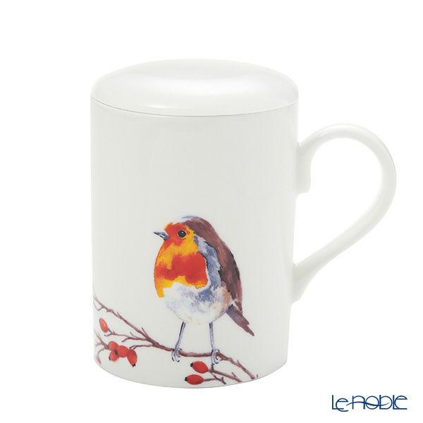 ロイカーカム バード コマドリ（Robin） オレンジブラウン ビーカー／マグカップ ルーシー 325ml 蓋＆こし器（茶こし）付き