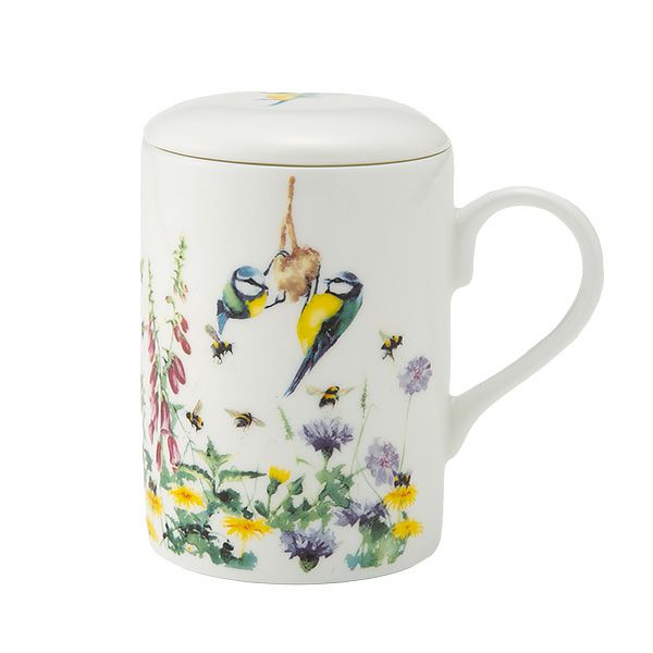 ロイカーカム ガーデンワイルドライフ ビーカー／マグカップ ルーシー 325ml 蓋＆こし器（茶こし）付き