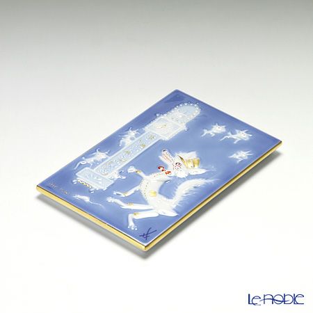 マイセン（Meissen） 陶板 青のメルヘン 930008／9p334 狼と七匹の子やぎ達（額無）