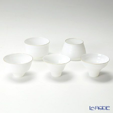 有田焼（やま平窯元 やまへい） エッグシェル ぐい呑み 5個セット