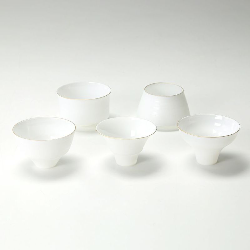 有田焼（やま平窯元 やまへい） エッグシェル ぐい呑み 5個セット