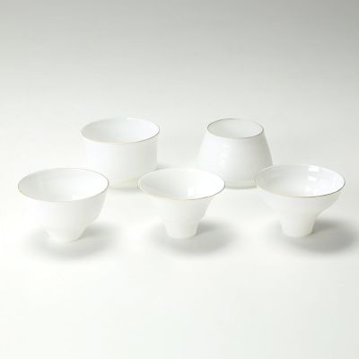 有田焼（やま平窯元 やまへい） エッグシェル ぐい呑み 5個セット