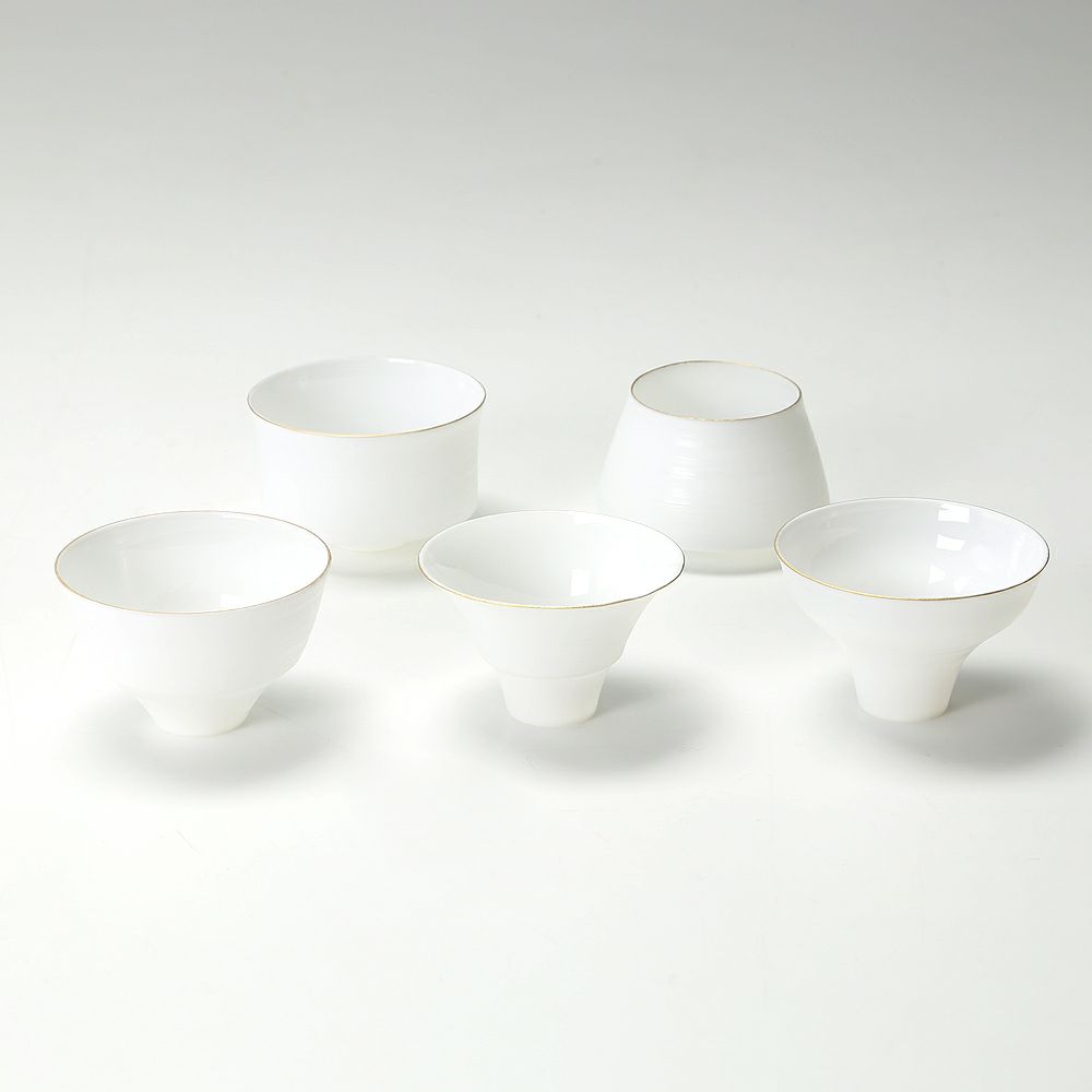 有田焼（やま平窯元 やまへい） エッグシェル ぐい呑み 5個セット