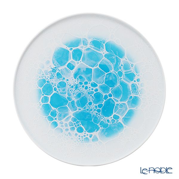 有田焼 やま平窯元 やまへい 泡 frame ブルー ラウンドプレート 26cm