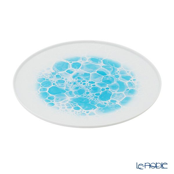 有田焼 やま平窯元 やまへい 泡 frame ブルー ラウンドプレート 26cm