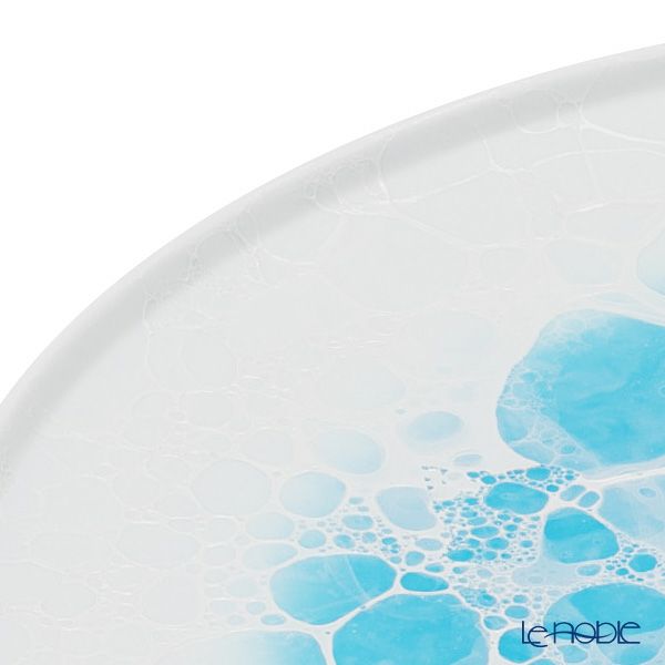 有田焼 やま平窯元 やまへい 泡 frame ブルー ラウンドプレート 26cm