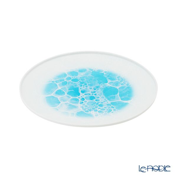 有田焼 やま平窯元 やまへい 泡 frame ブルー ラウンドプレート 21cm