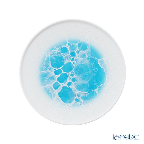 有田焼 やま平窯元 やまへい 泡 frame ブルー ラウンドプレート 16cm